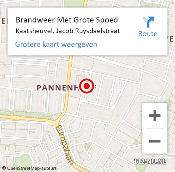 Locatie op kaart van de 112 melding: Brandweer Met Grote Spoed Naar Kaatsheuvel, Jacob Ruysdaelstraat op 14 juni 2021 23:25