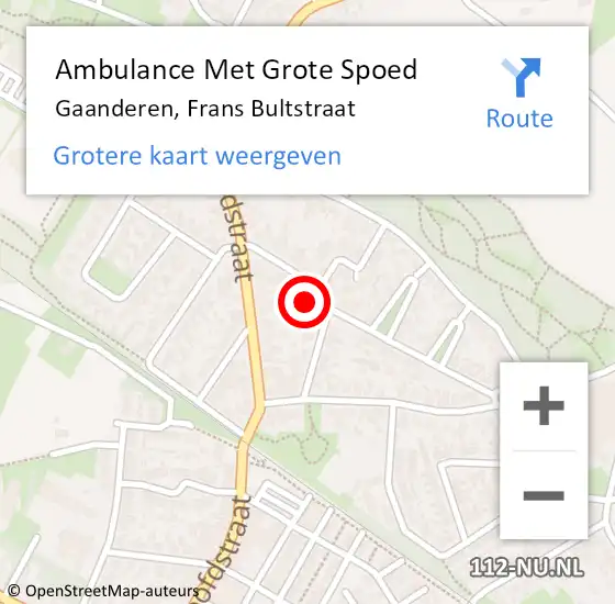 Locatie op kaart van de 112 melding: Ambulance Met Grote Spoed Naar Gaanderen, Frans Bultstraat op 14 juni 2021 23:43