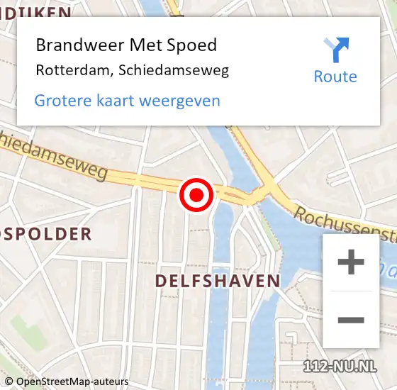 Locatie op kaart van de 112 melding: Brandweer Met Spoed Naar Rotterdam, Schiedamseweg op 14 juni 2021 23:48