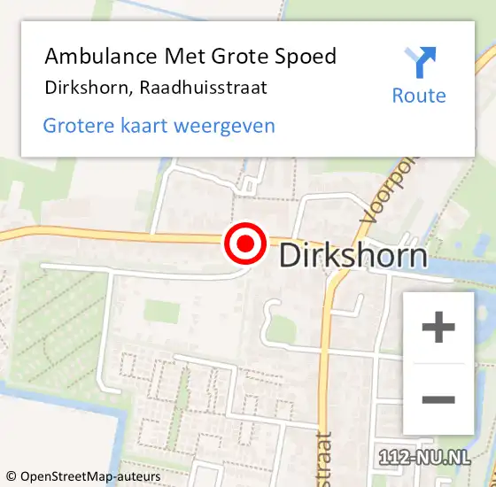 Locatie op kaart van de 112 melding: Ambulance Met Grote Spoed Naar Dirkshorn, Raadhuisstraat op 14 juni 2021 23:48