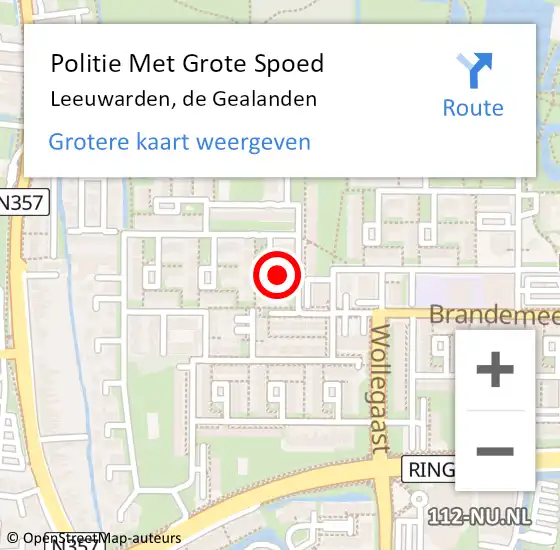 Locatie op kaart van de 112 melding: Politie Met Grote Spoed Naar Leeuwarden, de Gealanden op 14 juni 2021 23:53