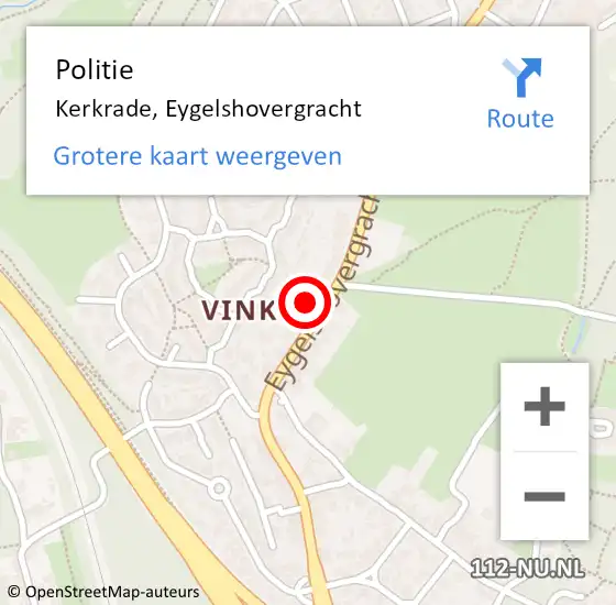 Locatie op kaart van de 112 melding: Politie Kerkrade, Eygelshovergracht op 14 juni 2021 23:57