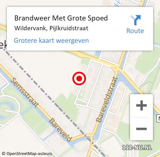 Locatie op kaart van de 112 melding: Brandweer Met Grote Spoed Naar Wildervank, Pijlkruidstraat op 15 juni 2021 00:01