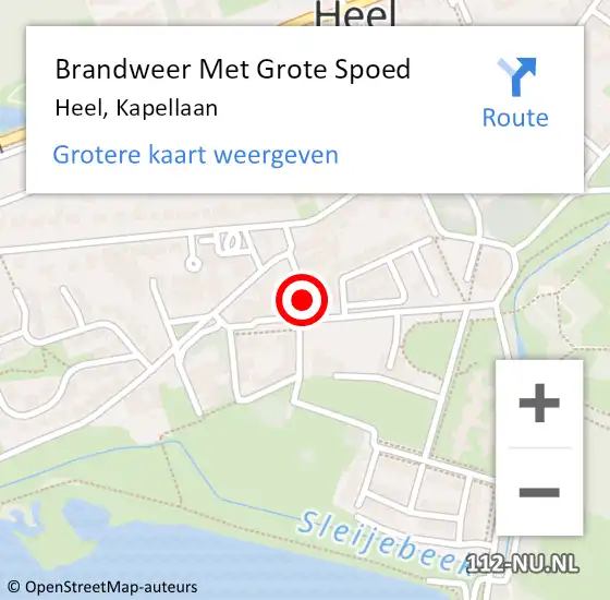 Locatie op kaart van de 112 melding: Brandweer Met Grote Spoed Naar Heel, Kapellaan op 15 juni 2021 00:58