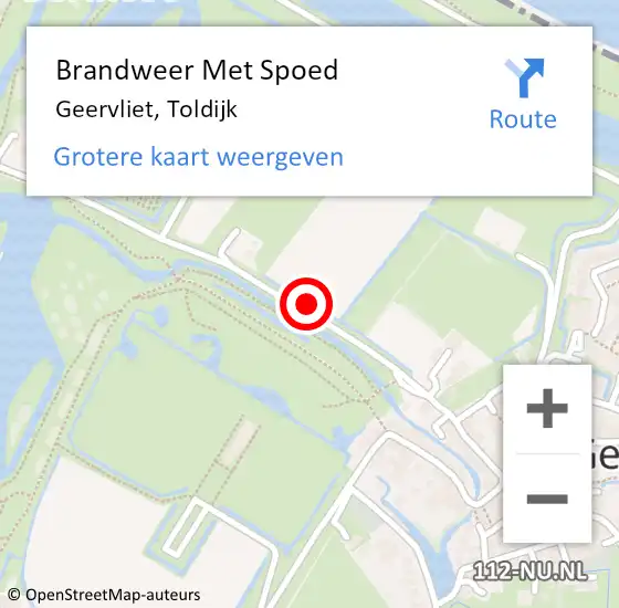 Locatie op kaart van de 112 melding: Brandweer Met Spoed Naar Geervliet, Toldijk op 15 juni 2021 01:32