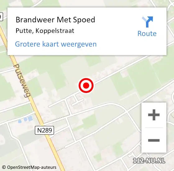 Locatie op kaart van de 112 melding: Brandweer Met Spoed Naar Putte, Koppelstraat op 15 juni 2021 01:34