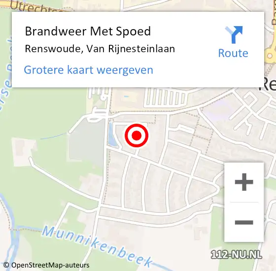 Locatie op kaart van de 112 melding: Brandweer Met Spoed Naar Renswoude, Van Rijnesteinlaan op 15 juni 2021 02:48