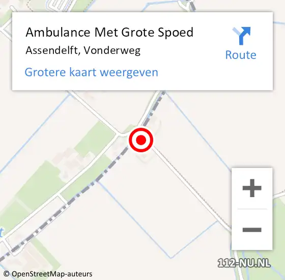 Locatie op kaart van de 112 melding: Ambulance Met Grote Spoed Naar Assendelft, Vonderweg op 15 juni 2021 04:01