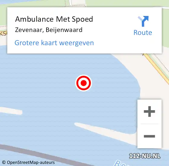 Locatie op kaart van de 112 melding: Ambulance Met Spoed Naar Zevenaar, Beijenwaard op 15 juni 2021 04:16