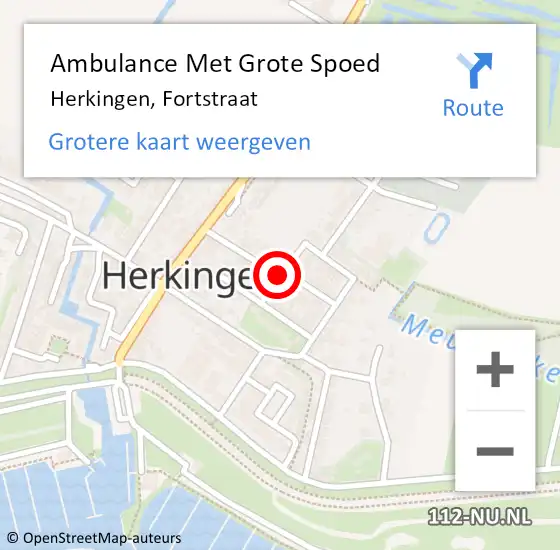 Locatie op kaart van de 112 melding: Ambulance Met Grote Spoed Naar Herkingen, Oranjestraat op 15 juni 2021 04:49