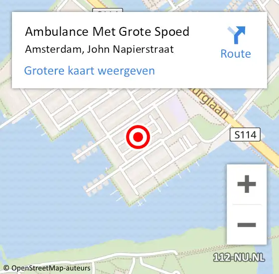 Locatie op kaart van de 112 melding: Ambulance Met Grote Spoed Naar Amsterdam, John Napierstraat op 15 juni 2021 05:32