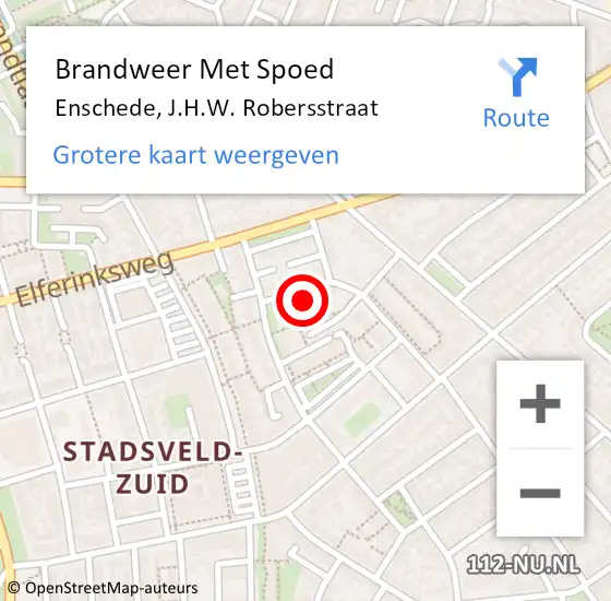 Locatie op kaart van de 112 melding: Brandweer Met Spoed Naar Enschede, J.H.W. Robersstraat op 15 juni 2021 05:38