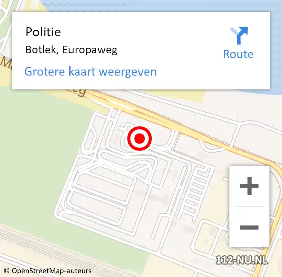 Locatie op kaart van de 112 melding: Politie Botlek, Europaweg op 15 juni 2021 06:24