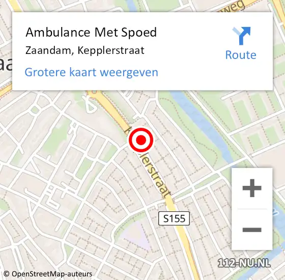 Locatie op kaart van de 112 melding: Ambulance Met Spoed Naar Zaandam, Kepplerstraat op 15 juni 2021 06:26