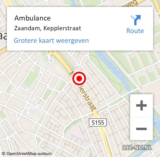 Locatie op kaart van de 112 melding: Ambulance Zaandam, Kepplerstraat op 15 juni 2021 06:26