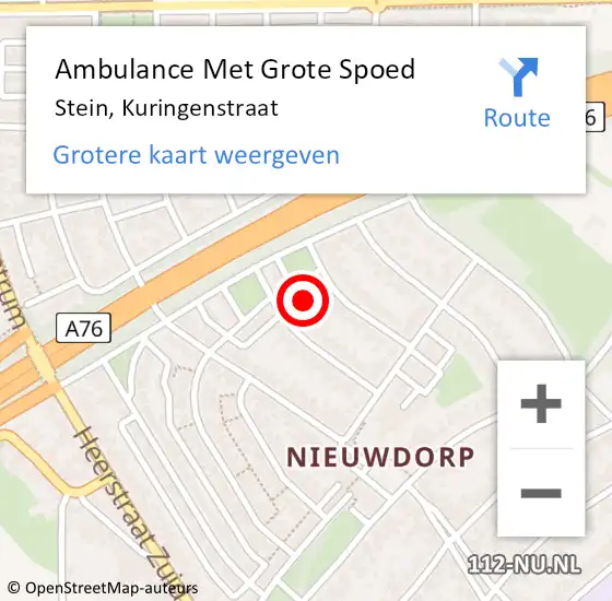 Locatie op kaart van de 112 melding: Ambulance Met Grote Spoed Naar Stein, Kuringenstraat op 13 juni 2014 11:24