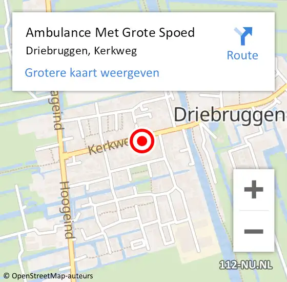 Locatie op kaart van de 112 melding: Ambulance Met Grote Spoed Naar Driebruggen, Kerkweg op 15 juni 2021 06:33