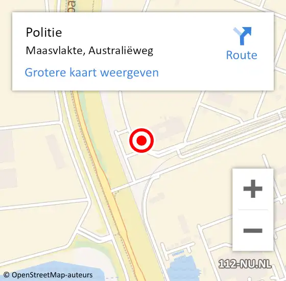 Locatie op kaart van de 112 melding: Politie Maasvlakte, Australiëweg op 15 juni 2021 06:39