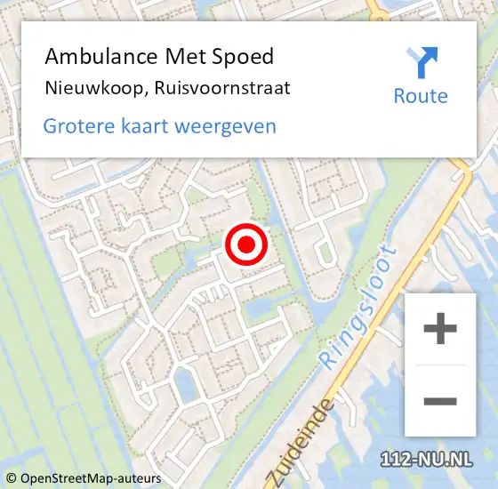 Locatie op kaart van de 112 melding: Ambulance Met Spoed Naar Nieuwkoop, Ruisvoornstraat op 15 juni 2021 06:40