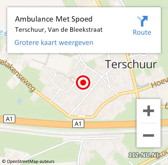 Locatie op kaart van de 112 melding: Ambulance Met Spoed Naar Terschuur, Van de Bleekstraat op 15 juni 2021 06:54