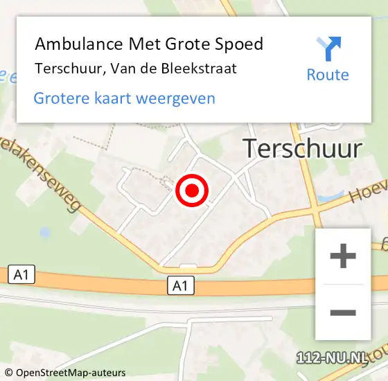 Locatie op kaart van de 112 melding: Ambulance Met Grote Spoed Naar Terschuur, Van de Bleekstraat op 15 juni 2021 06:57