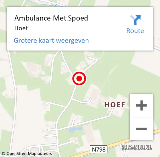 Locatie op kaart van de 112 melding: Ambulance Met Spoed Naar Hoef op 15 juni 2021 07:08