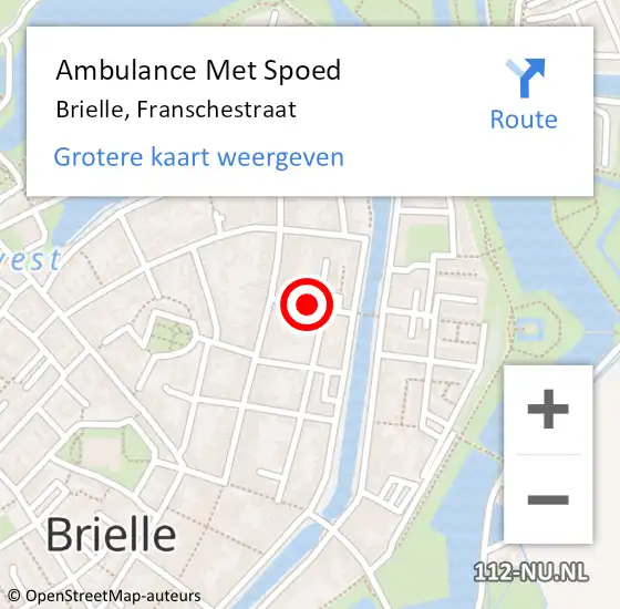 Locatie op kaart van de 112 melding: Ambulance Met Spoed Naar Brielle, Franschestraat op 15 juni 2021 07:14