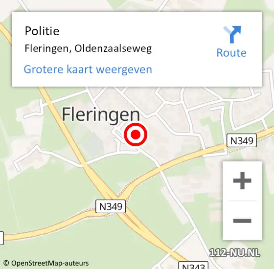 Locatie op kaart van de 112 melding: Politie Fleringen, Oldenzaalseweg op 15 juni 2021 07:40