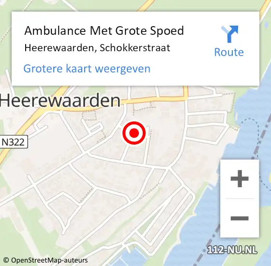 Locatie op kaart van de 112 melding: Ambulance Met Grote Spoed Naar Heerewaarden, Schokkerstraat op 15 juni 2021 07:40