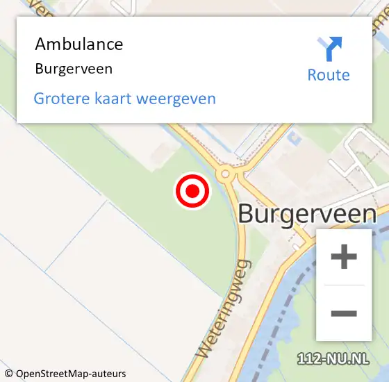 Locatie op kaart van de 112 melding: Ambulance Burgerveen op 15 juni 2021 07:54