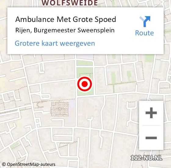 Locatie op kaart van de 112 melding: Ambulance Met Grote Spoed Naar Rijen, Burgemeester Sweensplein op 15 juni 2021 07:58