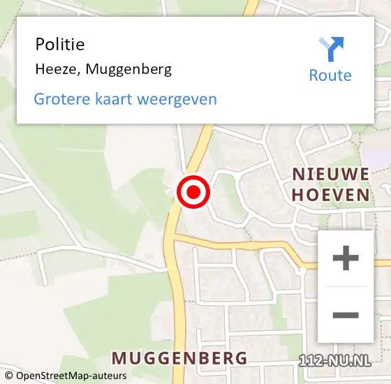 Locatie op kaart van de 112 melding: Politie Heeze, Muggenberg op 15 juni 2021 08:12