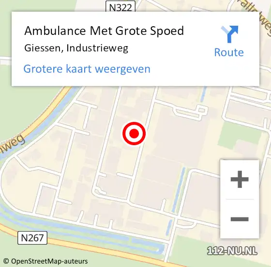 Locatie op kaart van de 112 melding: Ambulance Met Grote Spoed Naar Giessen, Industrieweg op 15 juni 2021 08:20