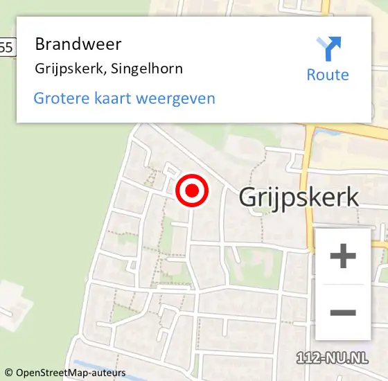 Locatie op kaart van de 112 melding: Brandweer Grijpskerk, Singelhorn op 15 juni 2021 08:27