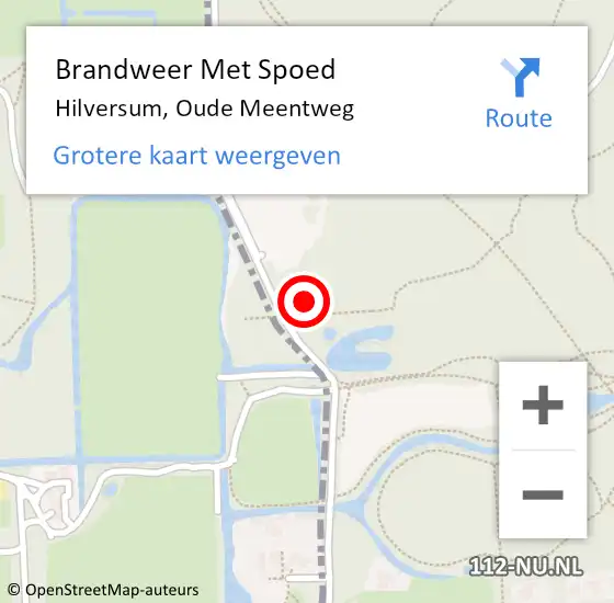 Locatie op kaart van de 112 melding: Brandweer Met Spoed Naar Hilversum, Oude Meentweg op 15 juni 2021 08:28