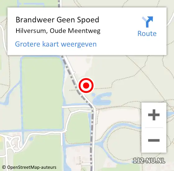 Locatie op kaart van de 112 melding: Brandweer Geen Spoed Naar Hilversum, Oude Meentweg op 15 juni 2021 08:30