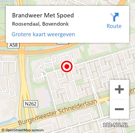 Locatie op kaart van de 112 melding: Brandweer Met Spoed Naar Roosendaal, Bovendonk op 15 juni 2021 08:42