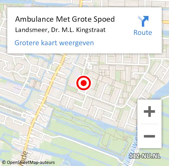 Locatie op kaart van de 112 melding: Ambulance Met Grote Spoed Naar Landsmeer, Dr. M.L. Kingstraat op 15 juni 2021 08:50