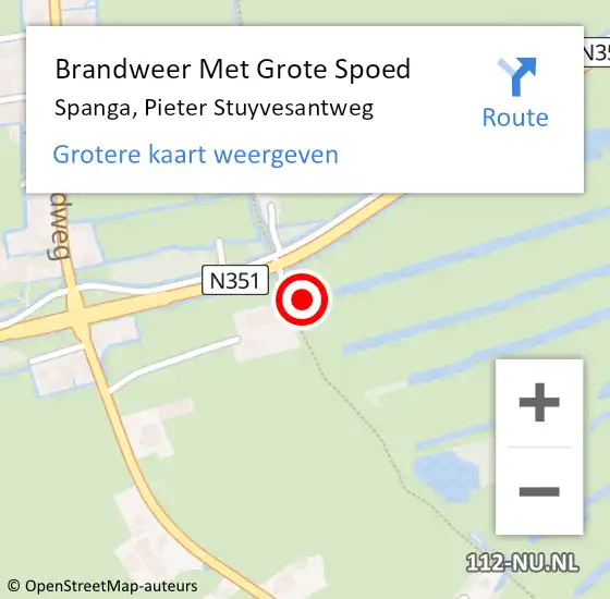 Locatie op kaart van de 112 melding: Brandweer Met Grote Spoed Naar Spanga, Pieter Stuyvesantweg op 15 juni 2021 08:51