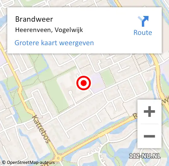 Locatie op kaart van de 112 melding: Brandweer Heerenveen, Vogelwijk op 15 juni 2021 09:16