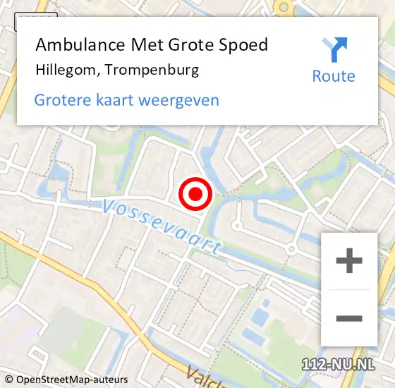 Locatie op kaart van de 112 melding: Ambulance Met Grote Spoed Naar Hillegom, Trompenburg op 15 juni 2021 09:18