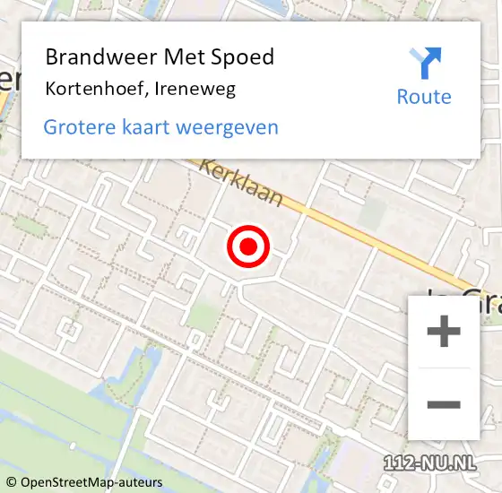 Locatie op kaart van de 112 melding: Brandweer Met Spoed Naar Kortenhoef, Ireneweg op 15 juni 2021 09:28