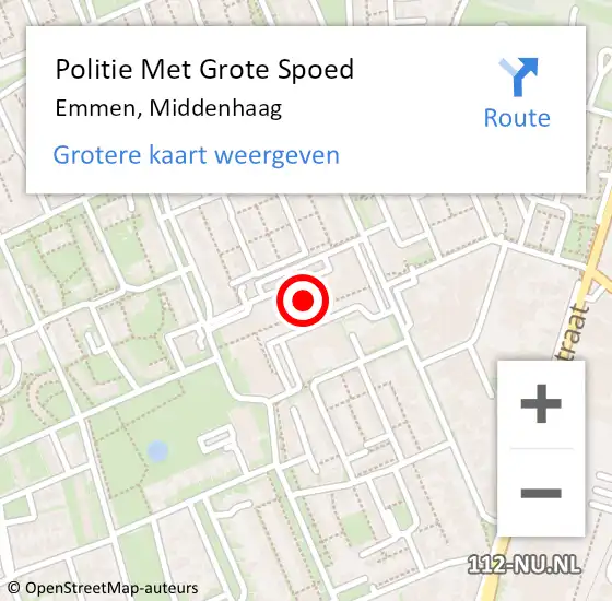 Locatie op kaart van de 112 melding: Politie Met Grote Spoed Naar Emmen, Middenhaag op 15 juni 2021 09:38