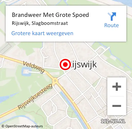 Locatie op kaart van de 112 melding: Brandweer Met Grote Spoed Naar Rijswijk, Slagboomstraat op 15 juni 2021 09:39