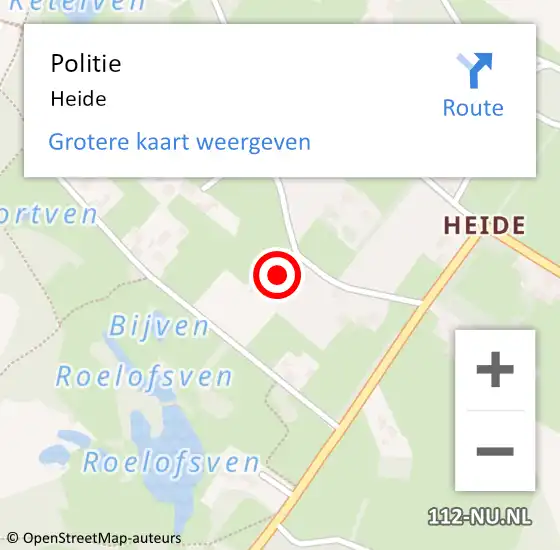 Locatie op kaart van de 112 melding: Politie Heide op 15 juni 2021 09:45
