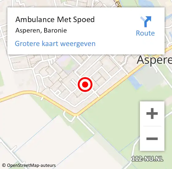 Locatie op kaart van de 112 melding: Ambulance Met Spoed Naar Asperen, Baronie op 15 juni 2021 09:46