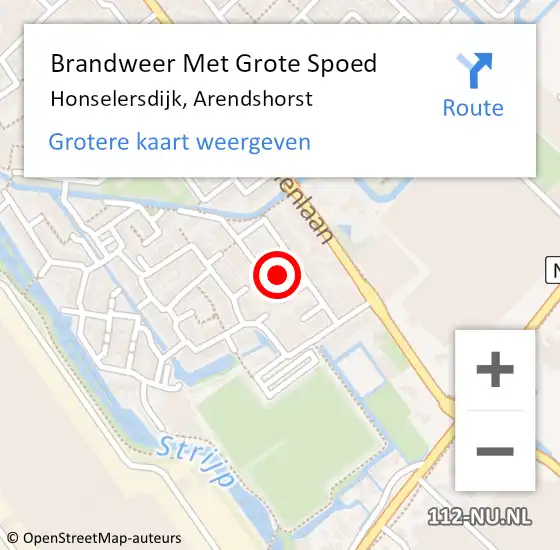 Locatie op kaart van de 112 melding: Brandweer Met Grote Spoed Naar Honselersdijk, Arendshorst op 15 juni 2021 09:47