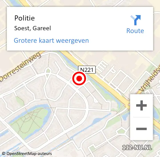 Locatie op kaart van de 112 melding: Politie Soest, Gareel op 15 juni 2021 09:50