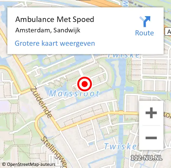 Locatie op kaart van de 112 melding: Ambulance Met Spoed Naar Amsterdam, Sandwijk op 15 juni 2021 09:50