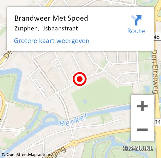 Locatie op kaart van de 112 melding: Brandweer Met Spoed Naar Zutphen, IJsbaanstraat op 15 juni 2021 09:56